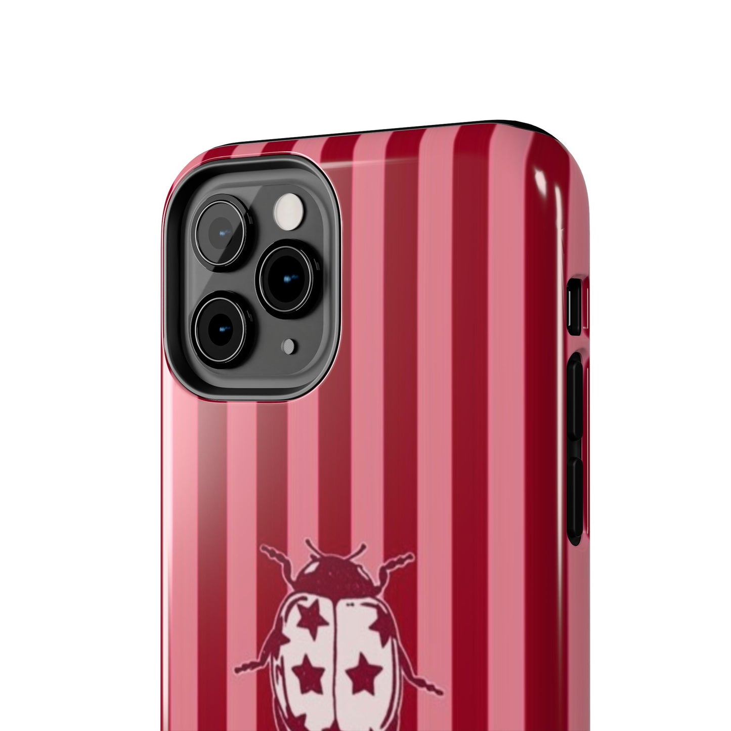 Ladybug Phone Case in Red & Pink Stripe