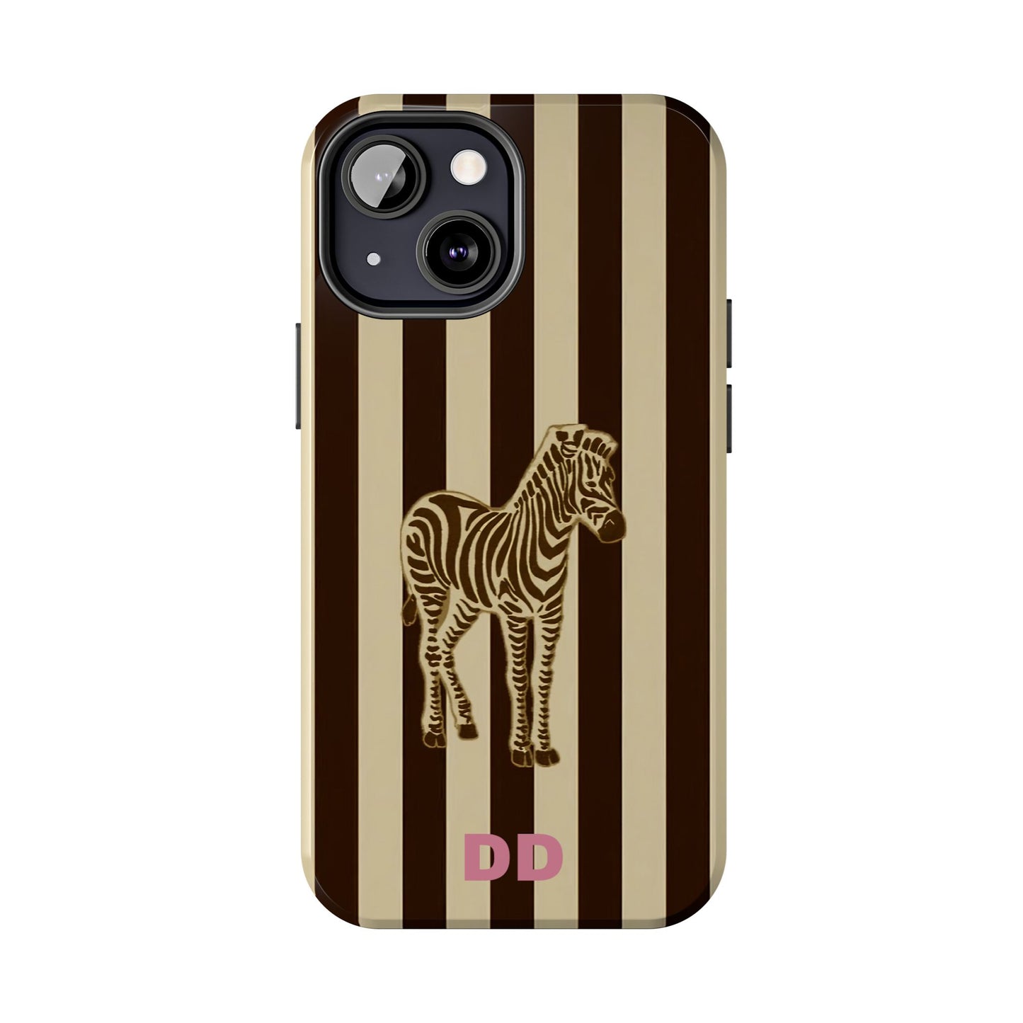 Zebra Phone Case in Chestnut & Crème Stripe