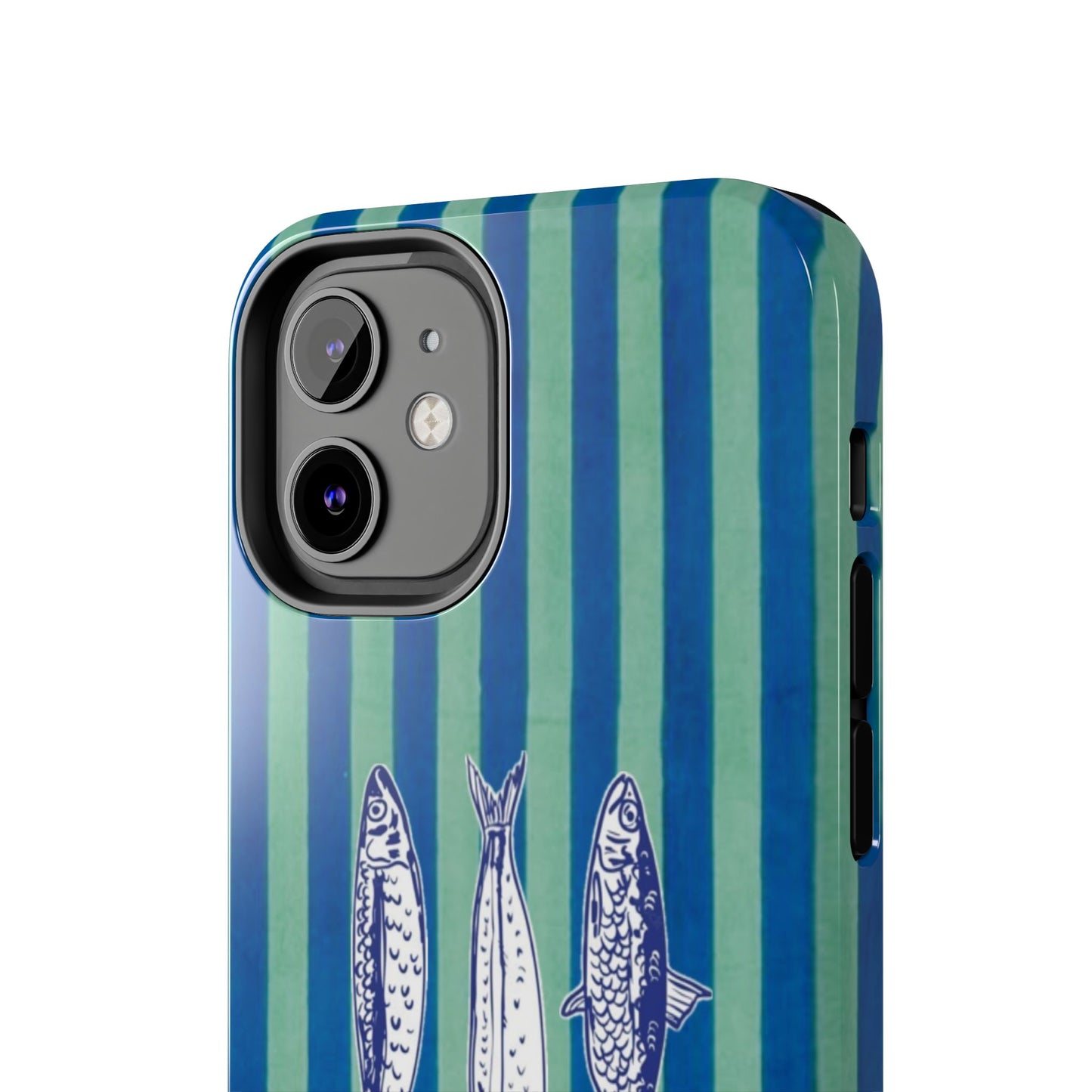 Sardine Phone Case in Turquoise & Blue Stripe