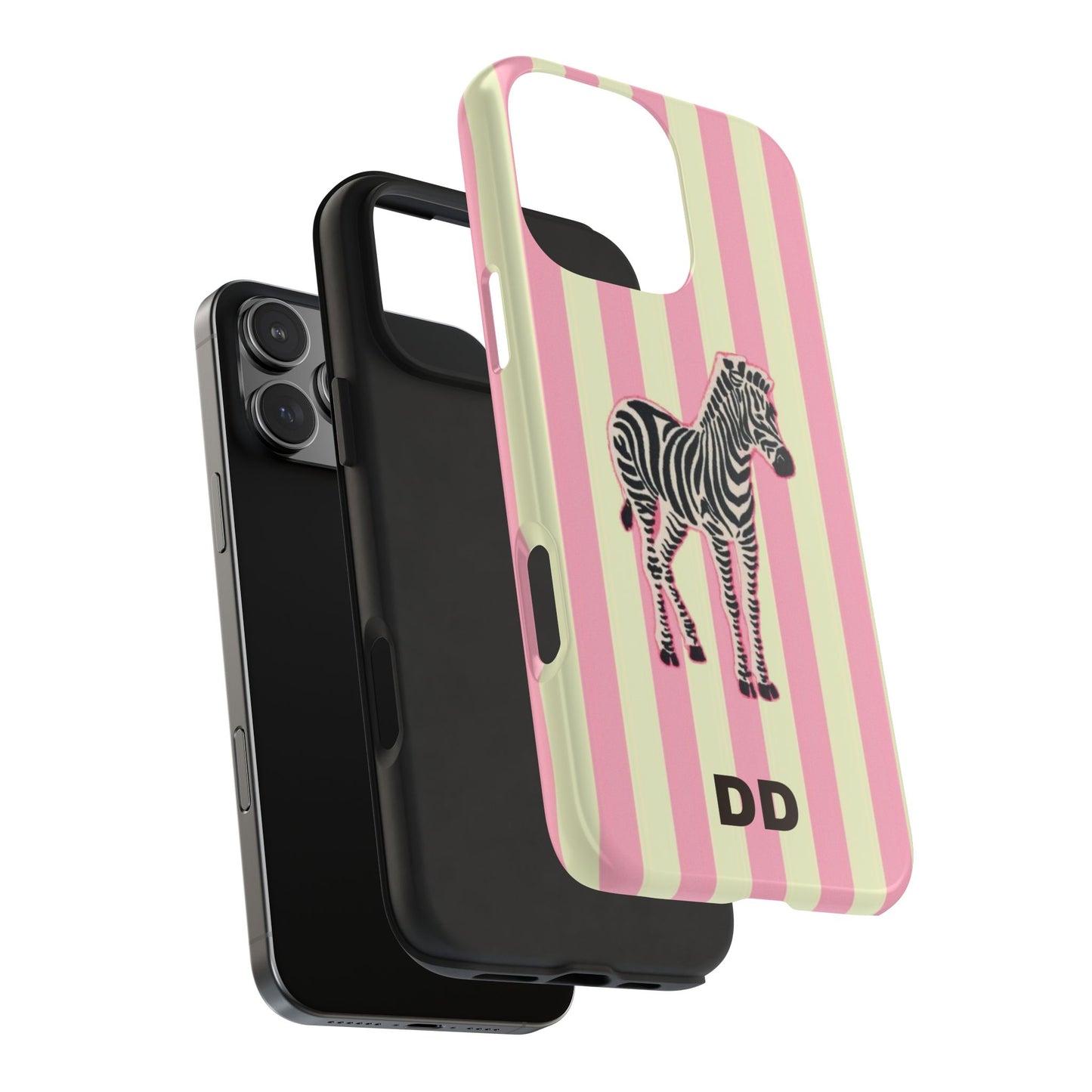 Zebra Phone Case in Pink & Crème Stripe