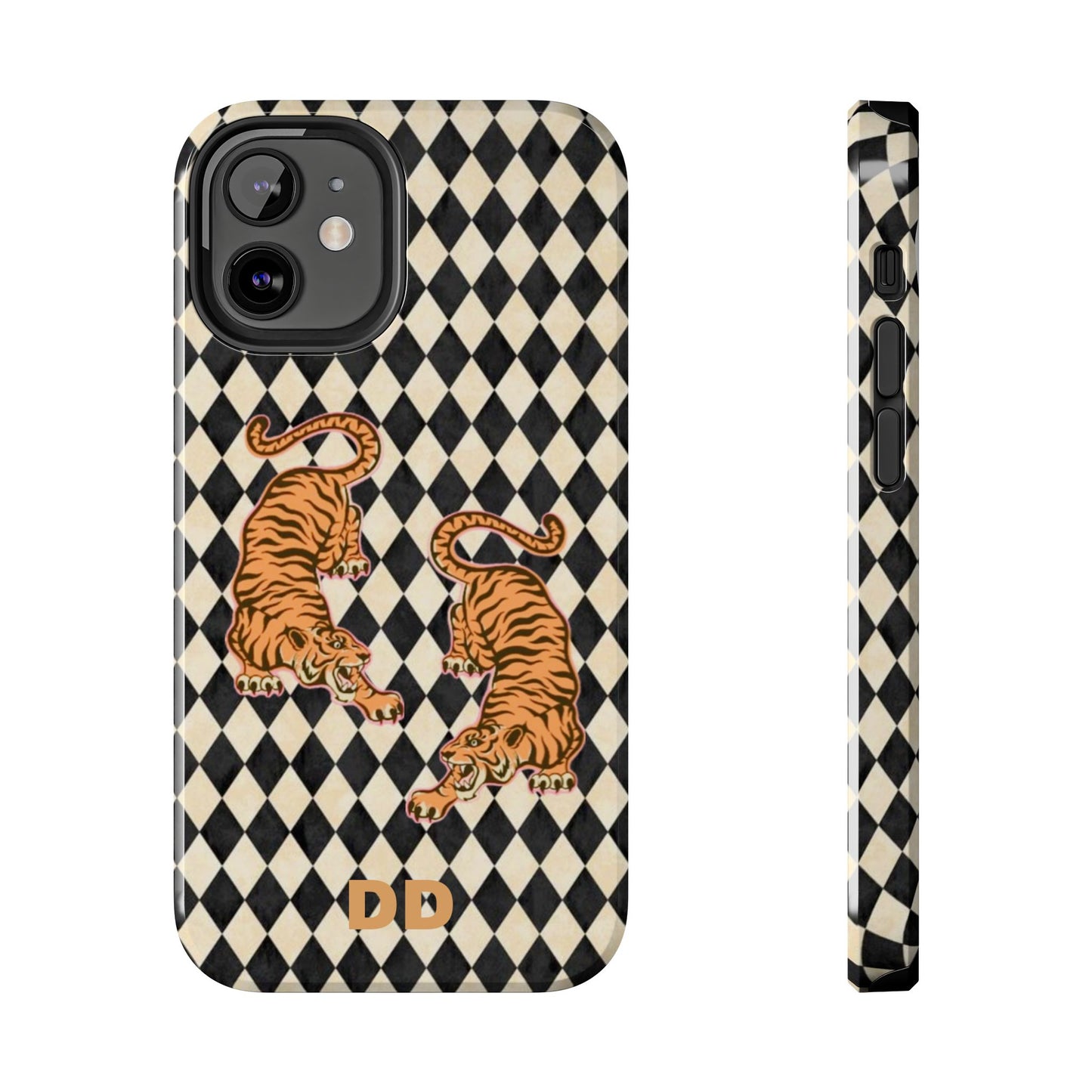 Tigress Phone Case in Black & White Diamonds