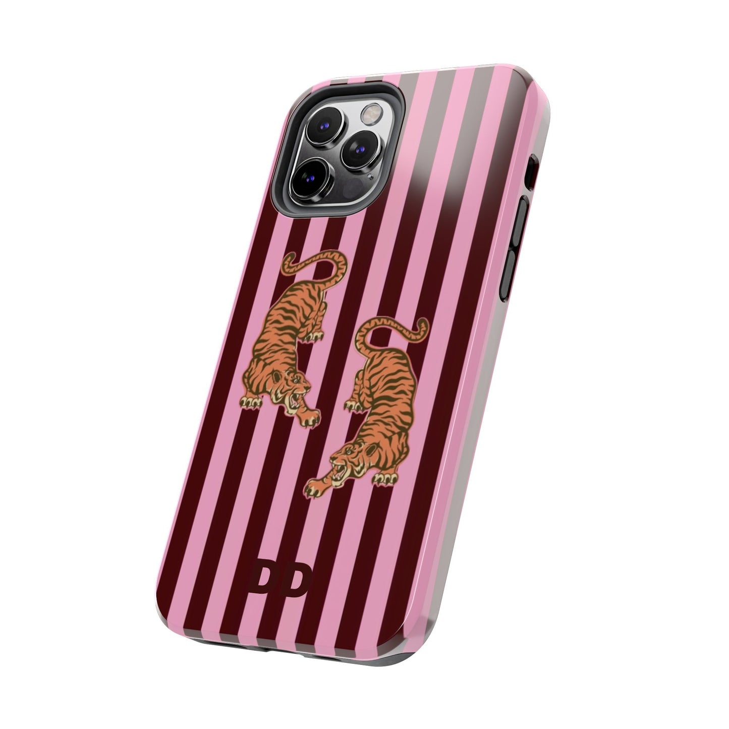 Tigress Phone Case in Burgundy & Pink