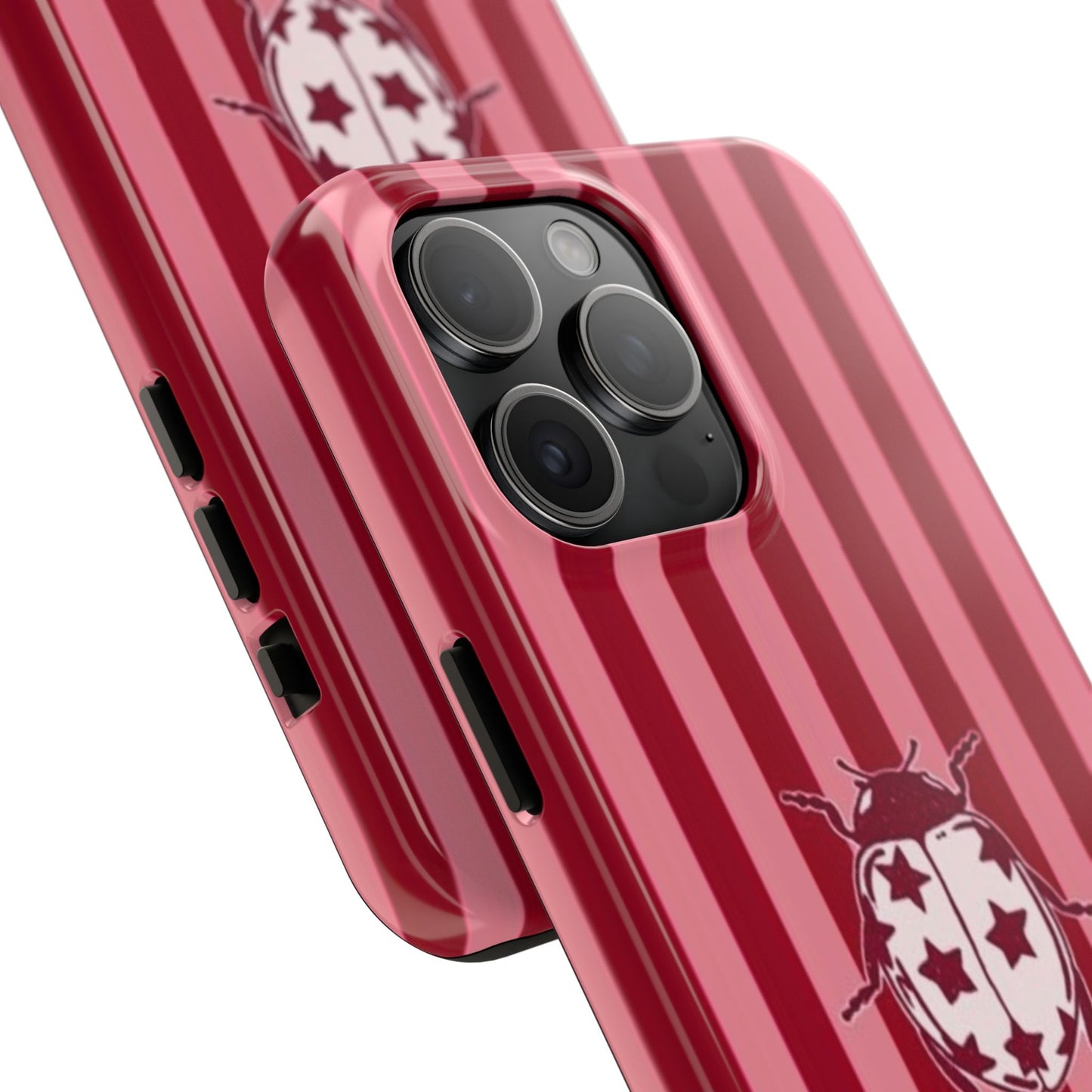 Ladybug Phone Case in Red & Pink Stripe