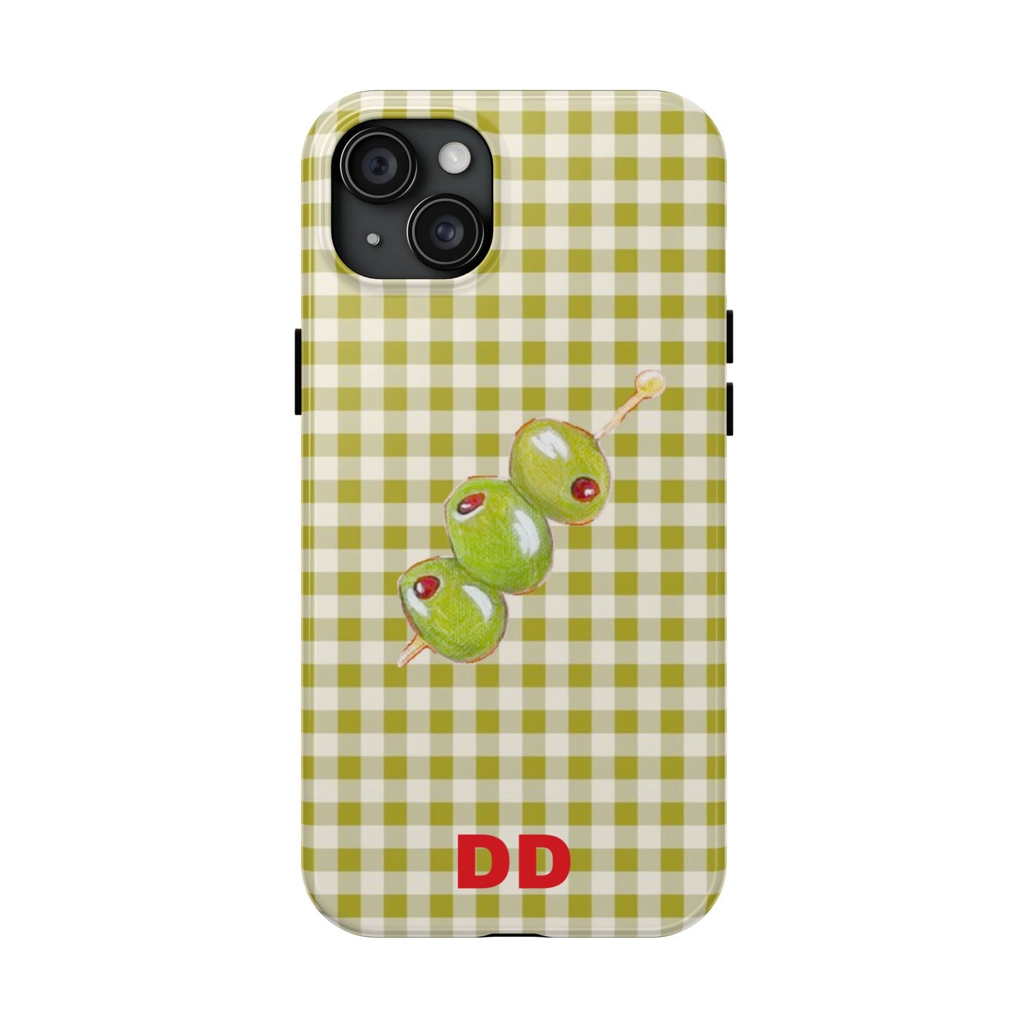 Olive Phone Case in Pear Green Checker