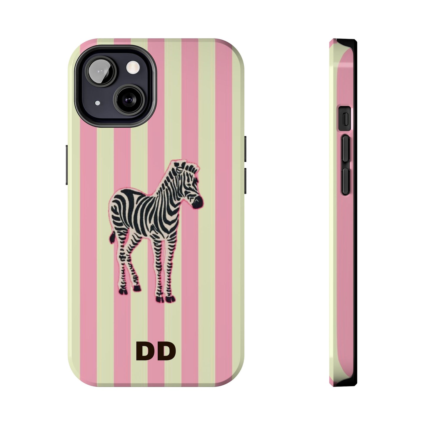 Zebra Phone Case in Pink & Crème Stripe