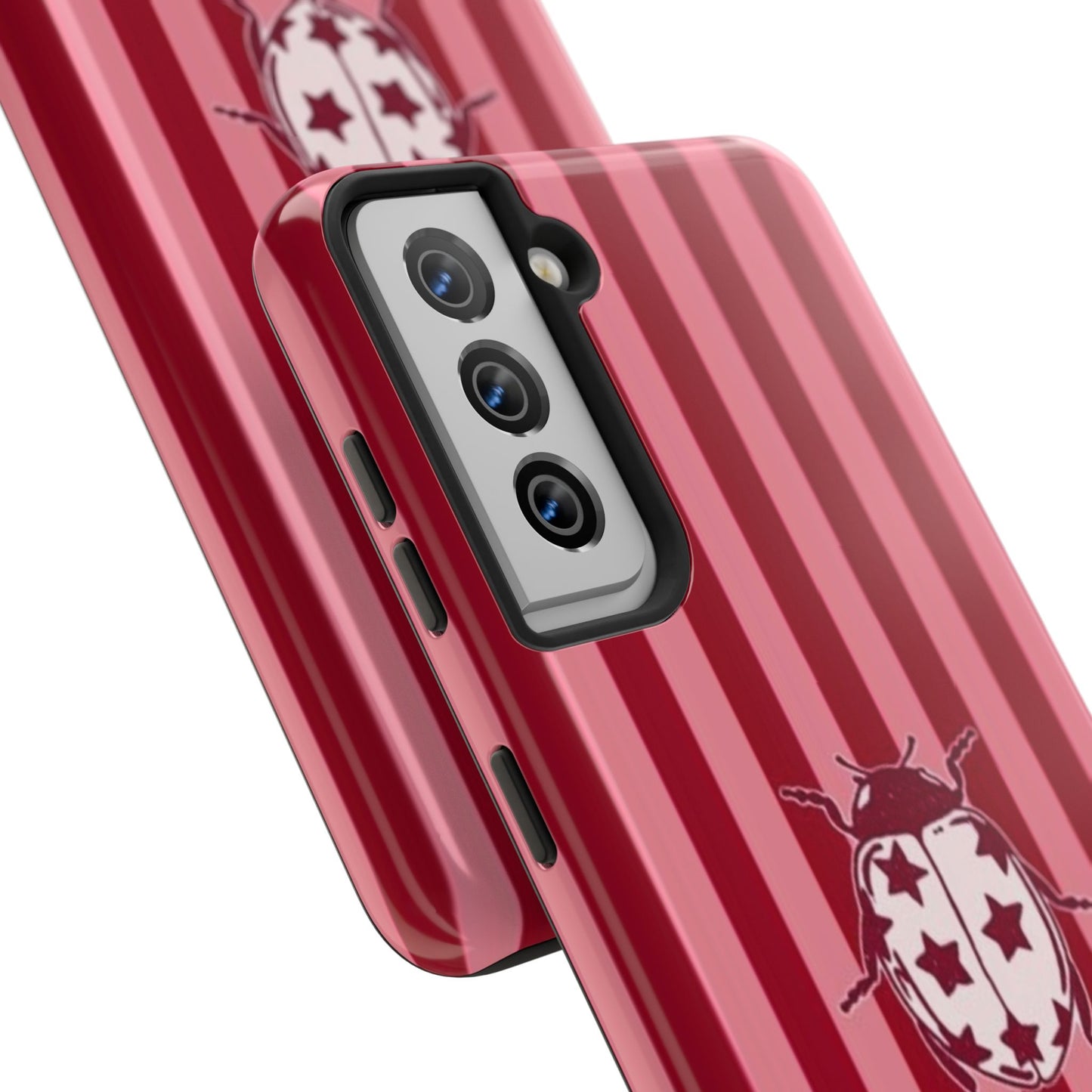 Ladybug Phone Case in Red & Pink Stripe