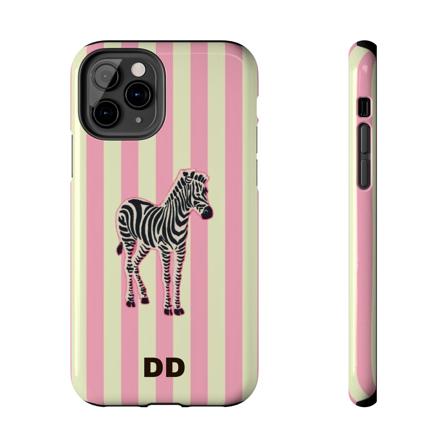 Zebra Phone Case in Pink & Crème Stripe