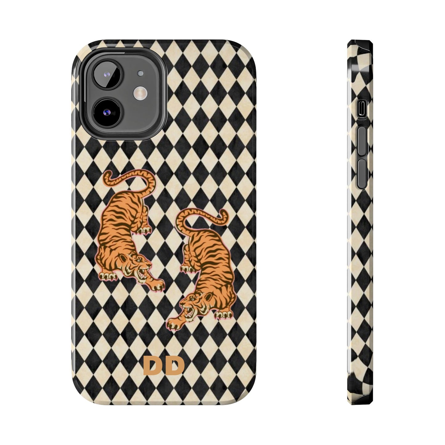 Tigress Phone Case in Black & White Diamonds
