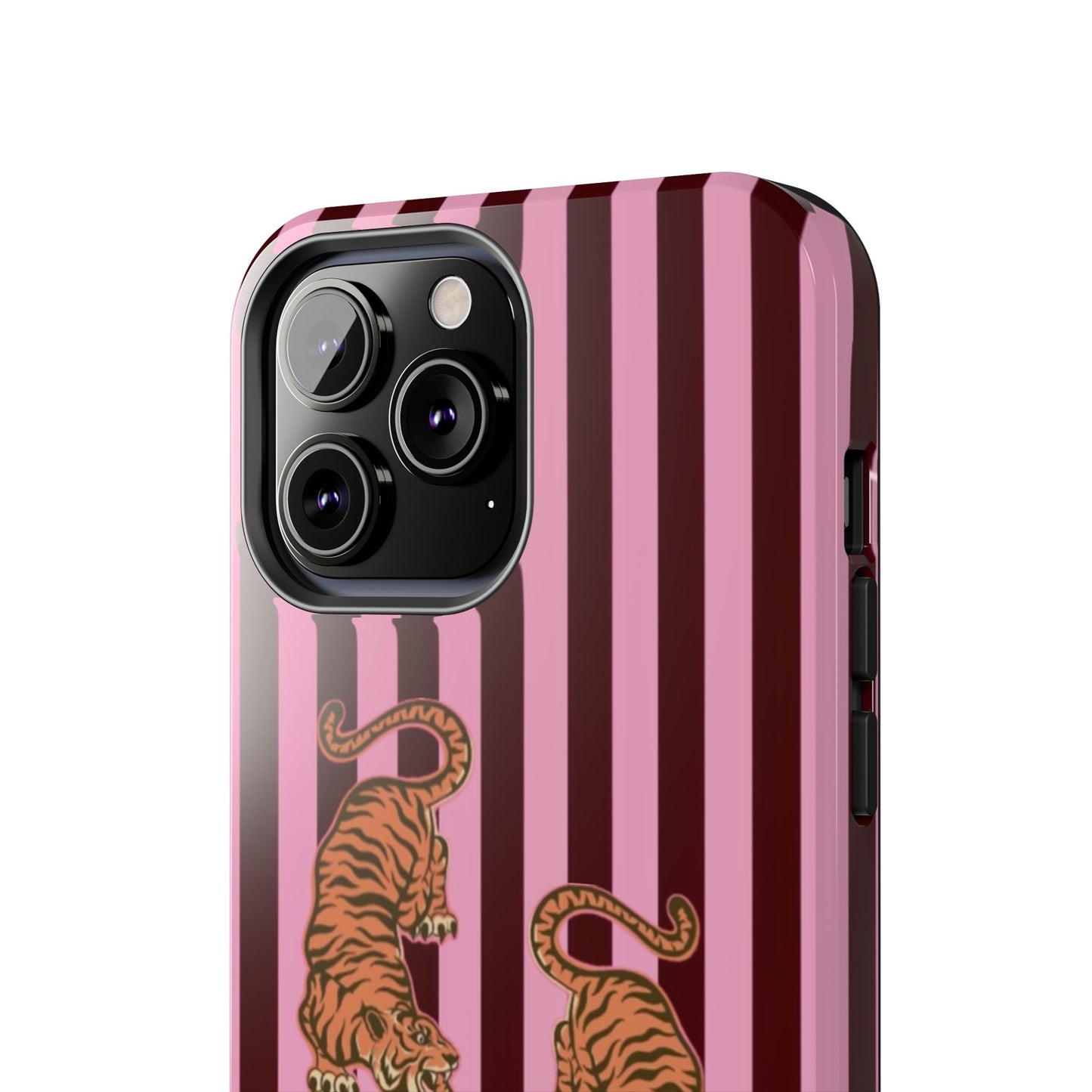 Tigress Phone Case in Burgundy & Pink