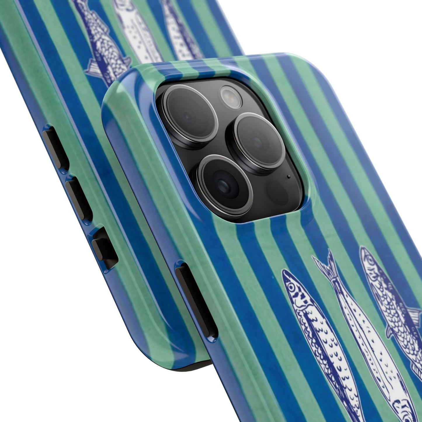 Sardine Phone Case in Turquoise & Blue Stripe