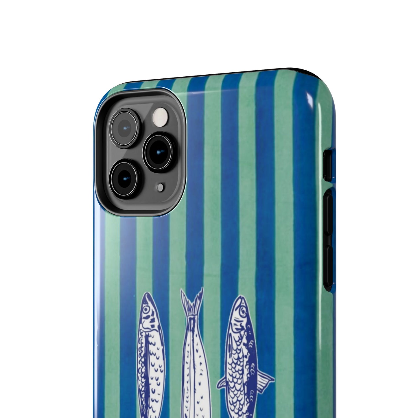Sardine Phone Case in Turquoise & Blue Stripe