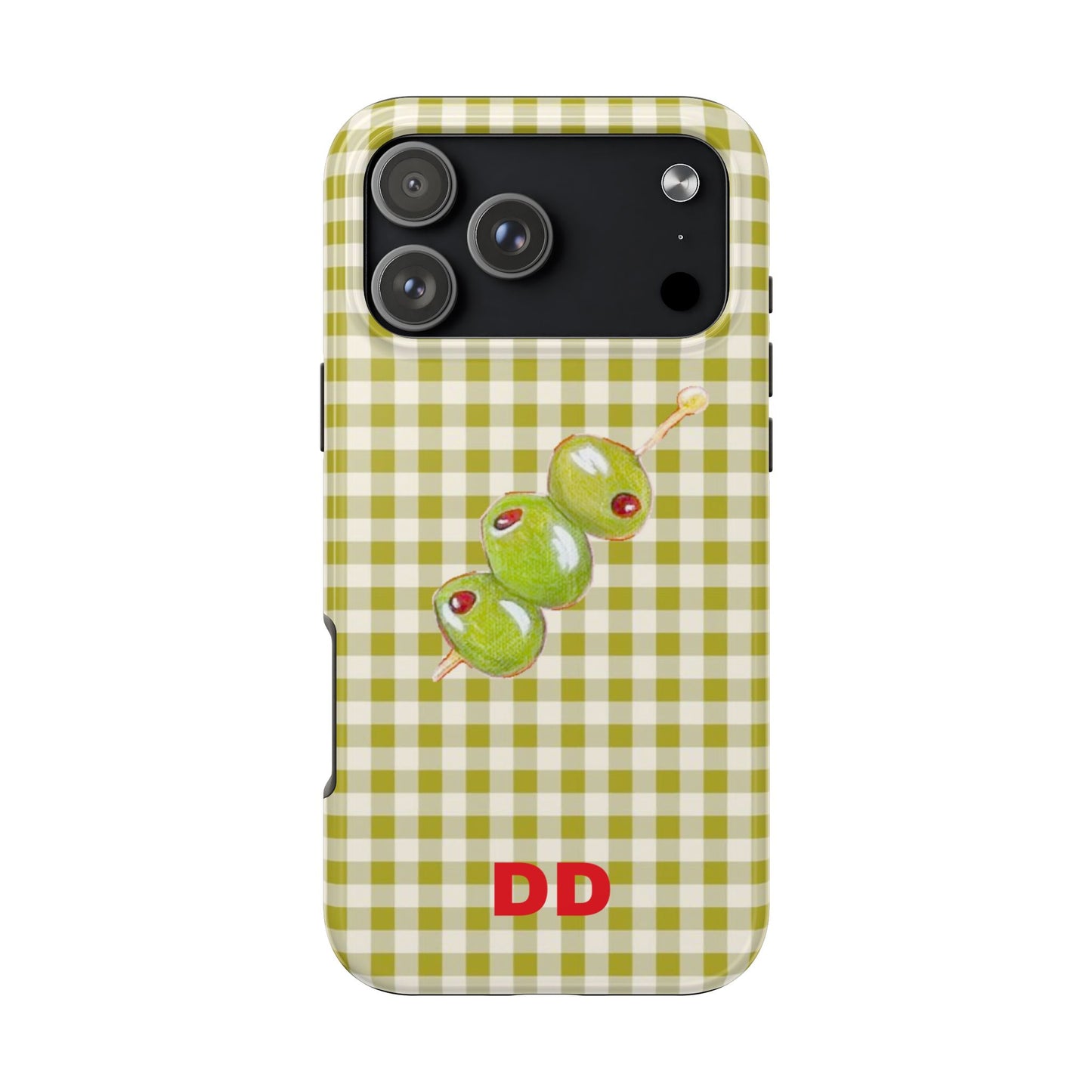 Olive Phone Case in Pear Green Checker