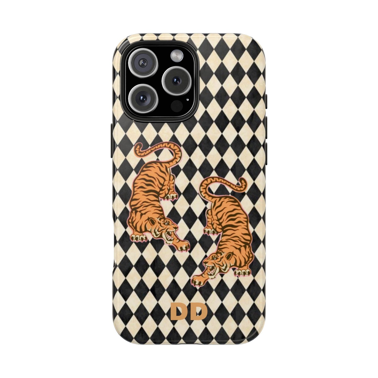 Tigress Phone Case in Black & White Diamonds