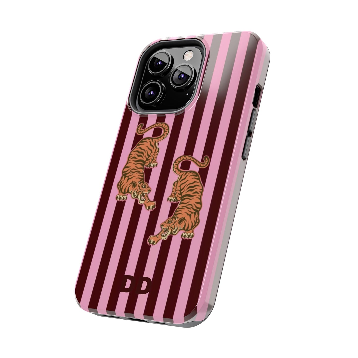 Tigress Phone Case in Burgundy & Pink