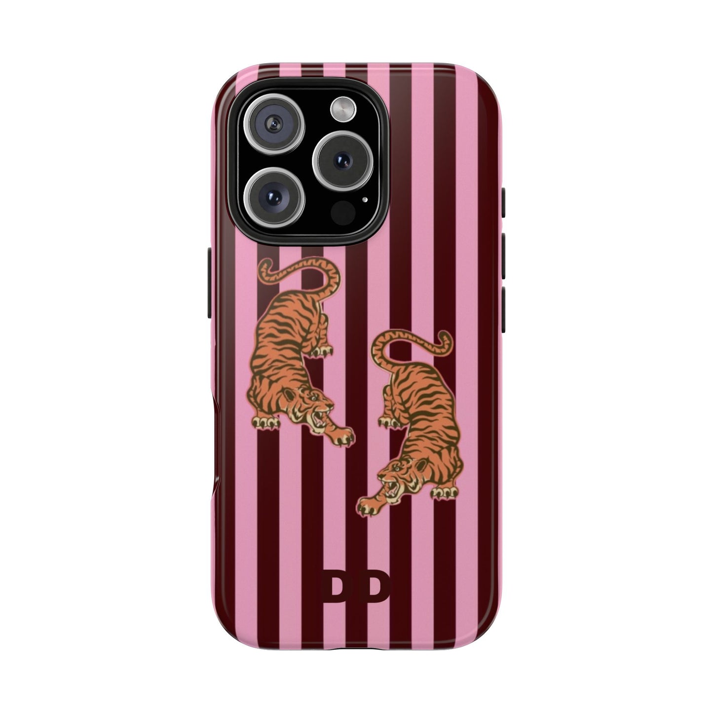 Tigress Phone Case in Burgundy & Pink