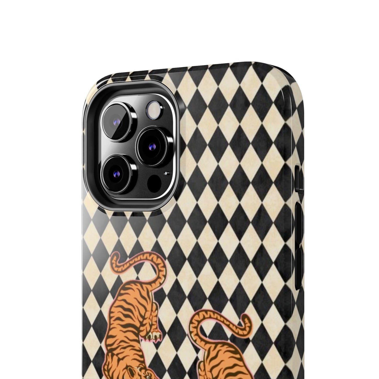 Tigress Phone Case in Black & White Diamonds