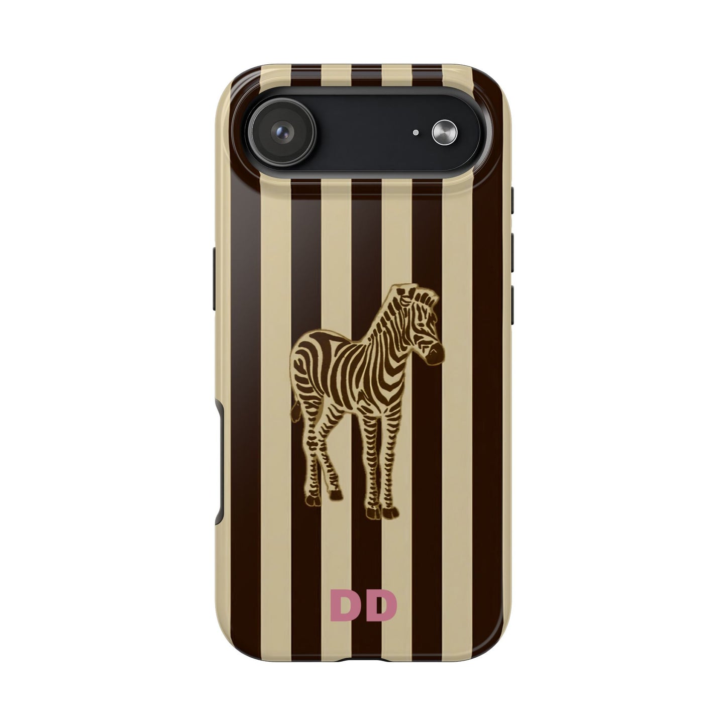 Zebra Phone Case in Charcoal & Crème Stripe