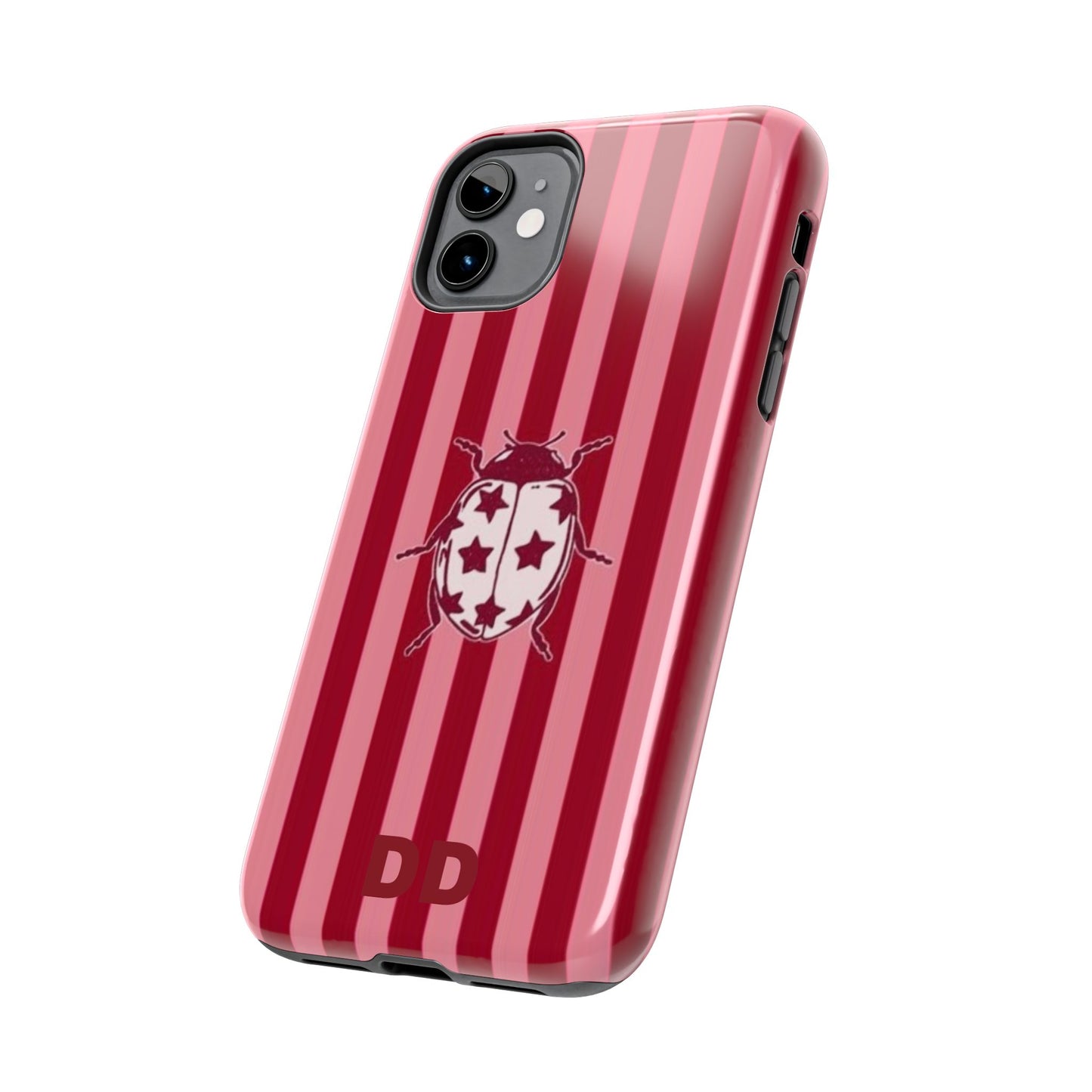 Ladybug Phone Case in Red & Pink Stripe