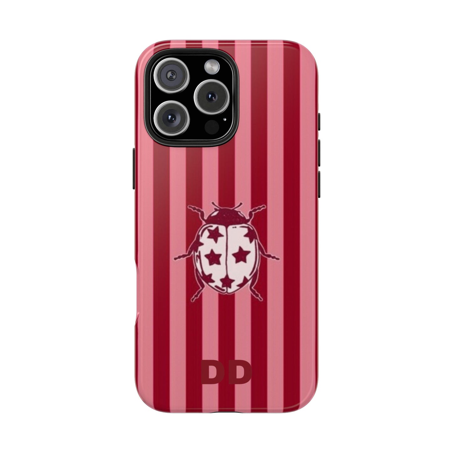 Ladybug Phone Case in Red & Pink Stripe