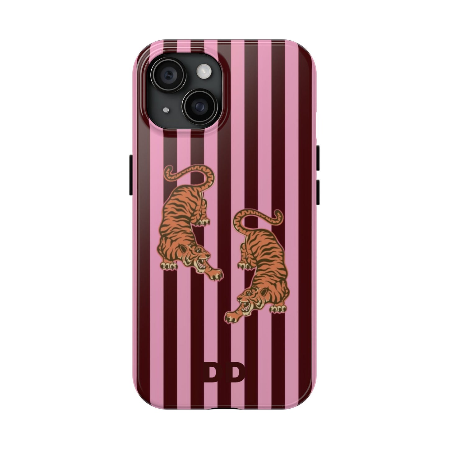 Tigress Phone Case in Burgundy & Pink
