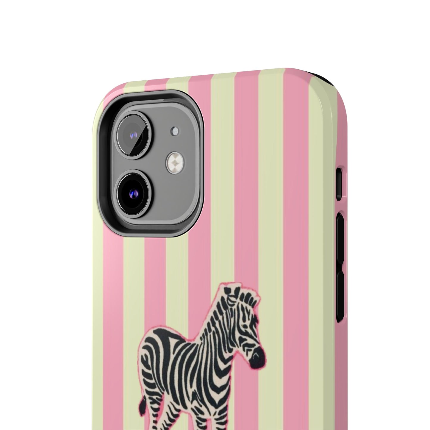 Zebra Phone Case in Pink & Crème Stripe