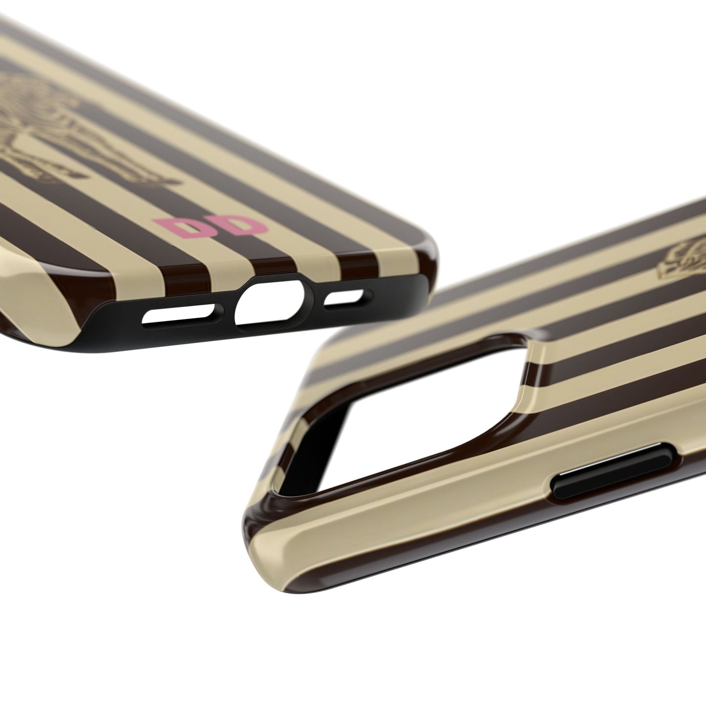 Zebra Phone Case in Chestnut & Crème Stripe