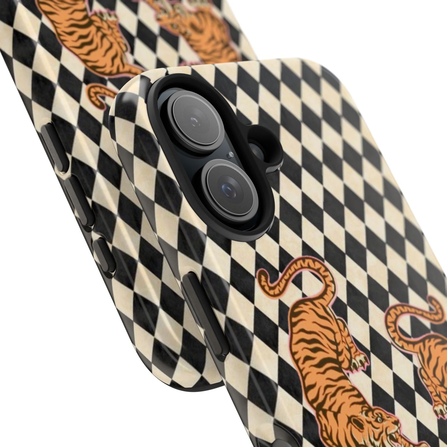 Tigress Phone Case in Black & White Diamonds