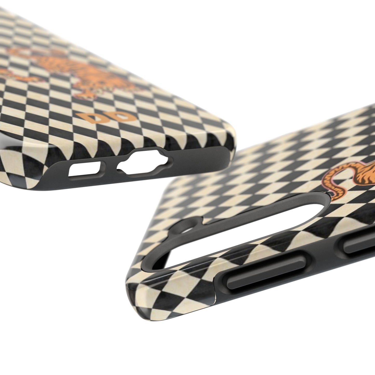 Tigress Phone Case in Black & White Diamonds