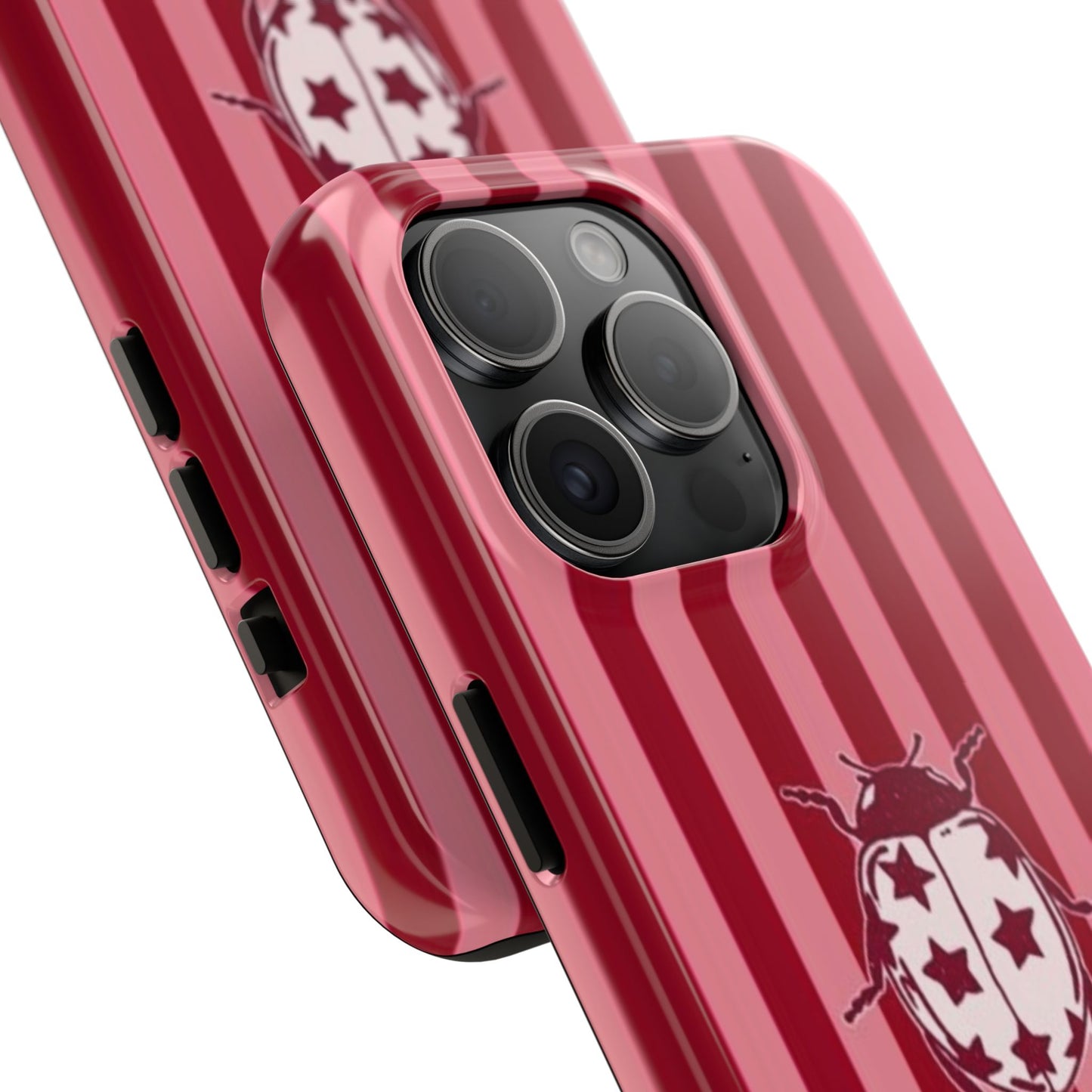 Ladybug Phone Case in Red & Pink Stripe