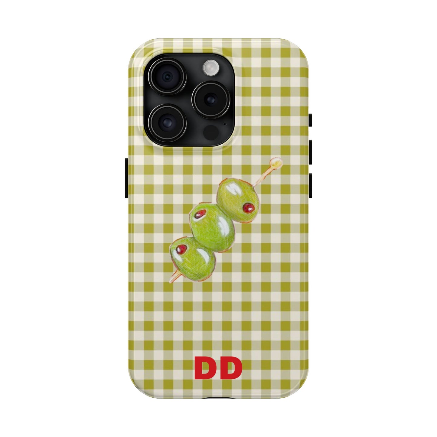 Olive Phone Case in Pear Green Checker