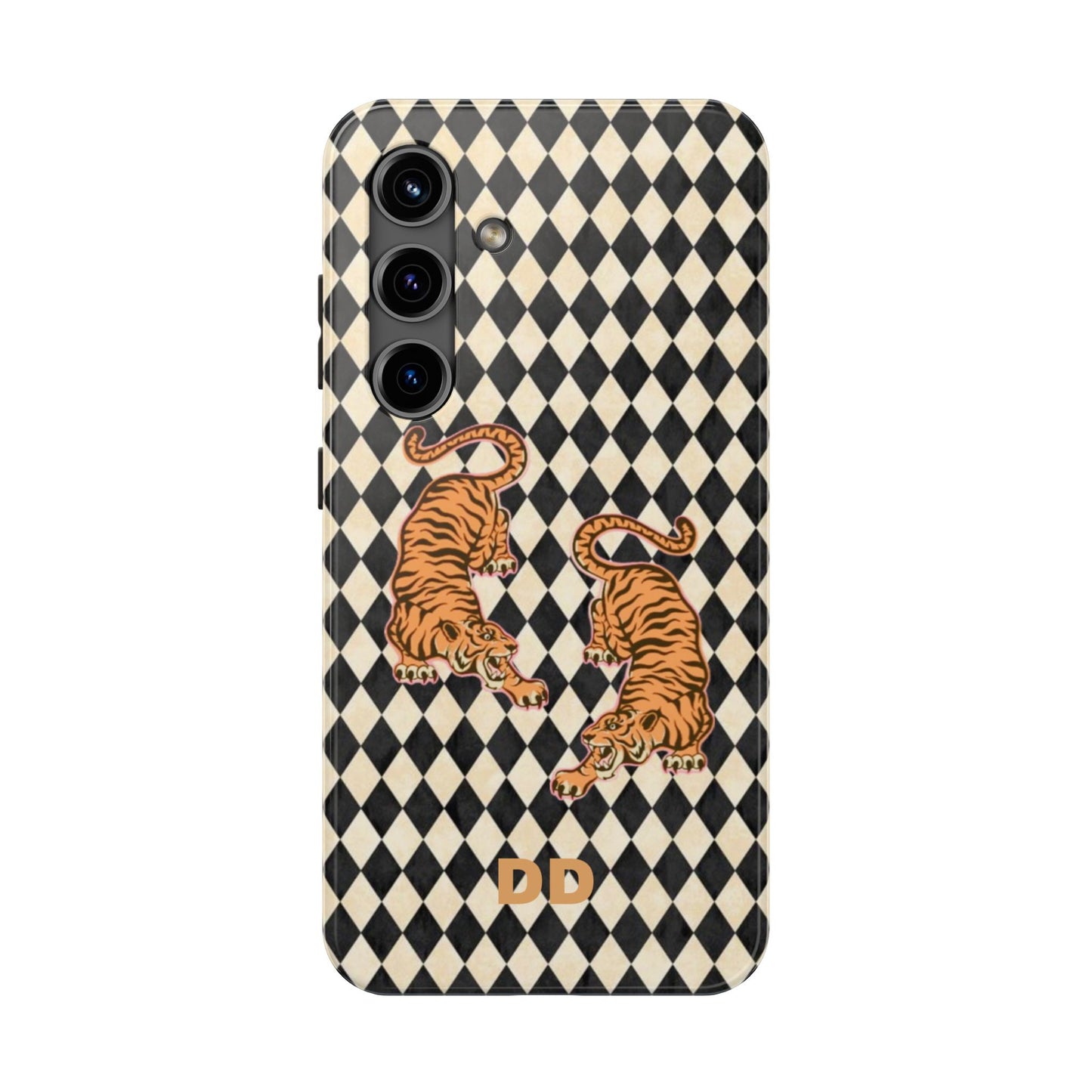 Tigress Phone Case in Black & White Diamonds