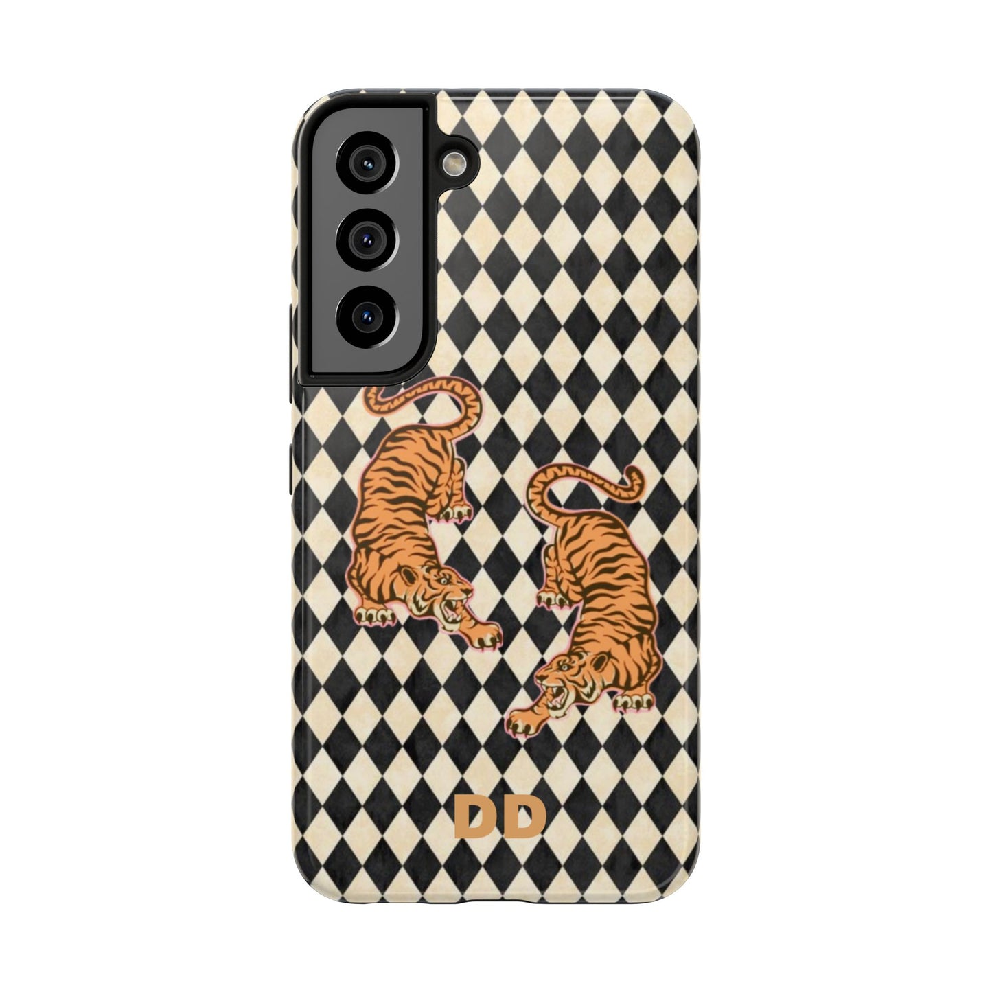 Tigress Phone Case in Black & White Diamonds