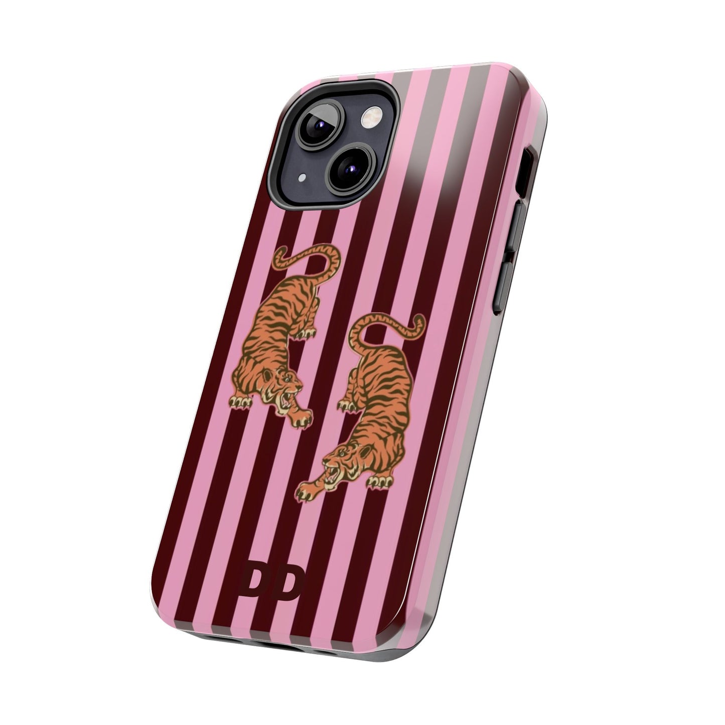 Tigress Phone Case in Burgundy & Pink