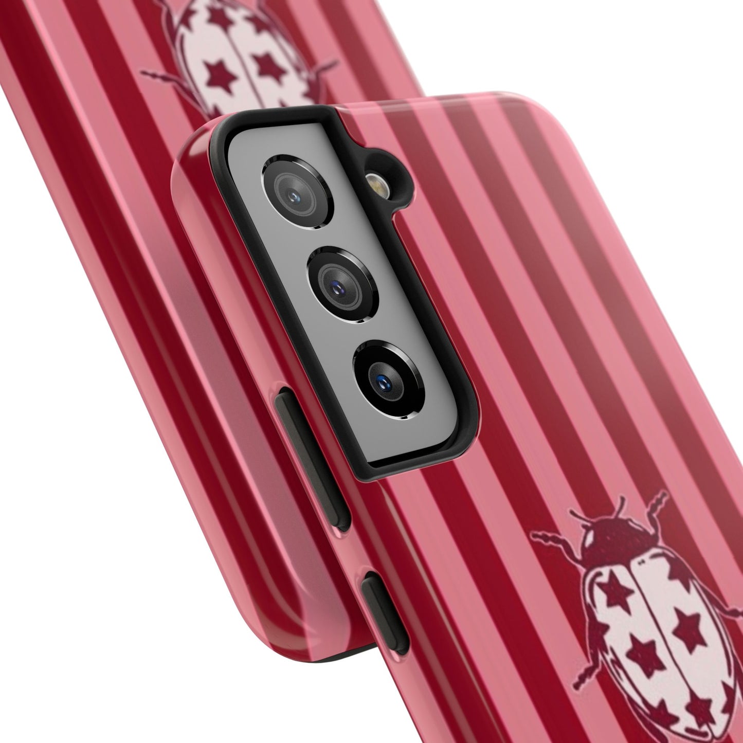 Ladybug Phone Case in Red & Pink Stripe