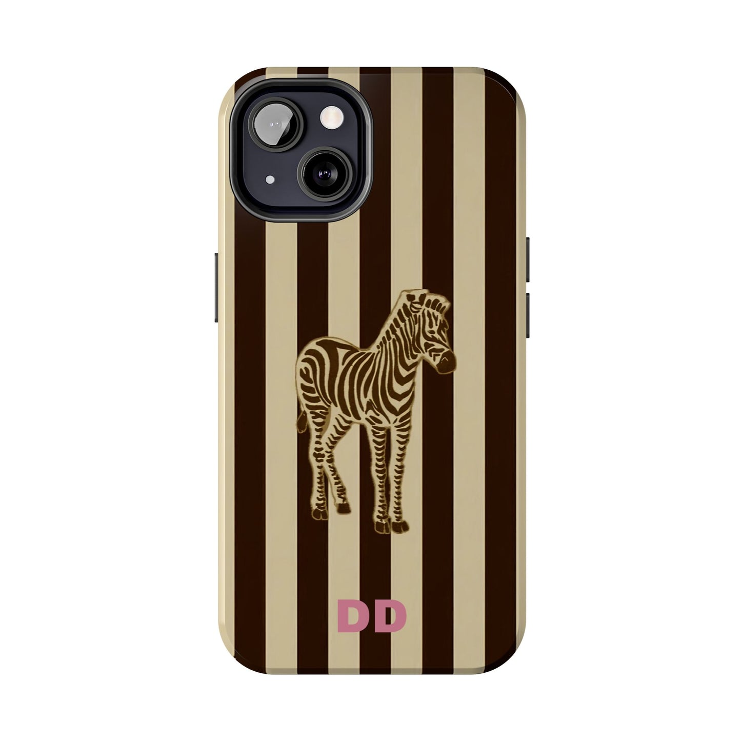 Zebra Phone Case in Charcoal & Crème Stripe