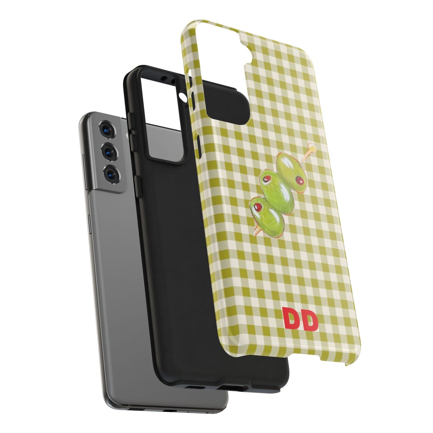 Olive Phone Case in Pear Green Checker