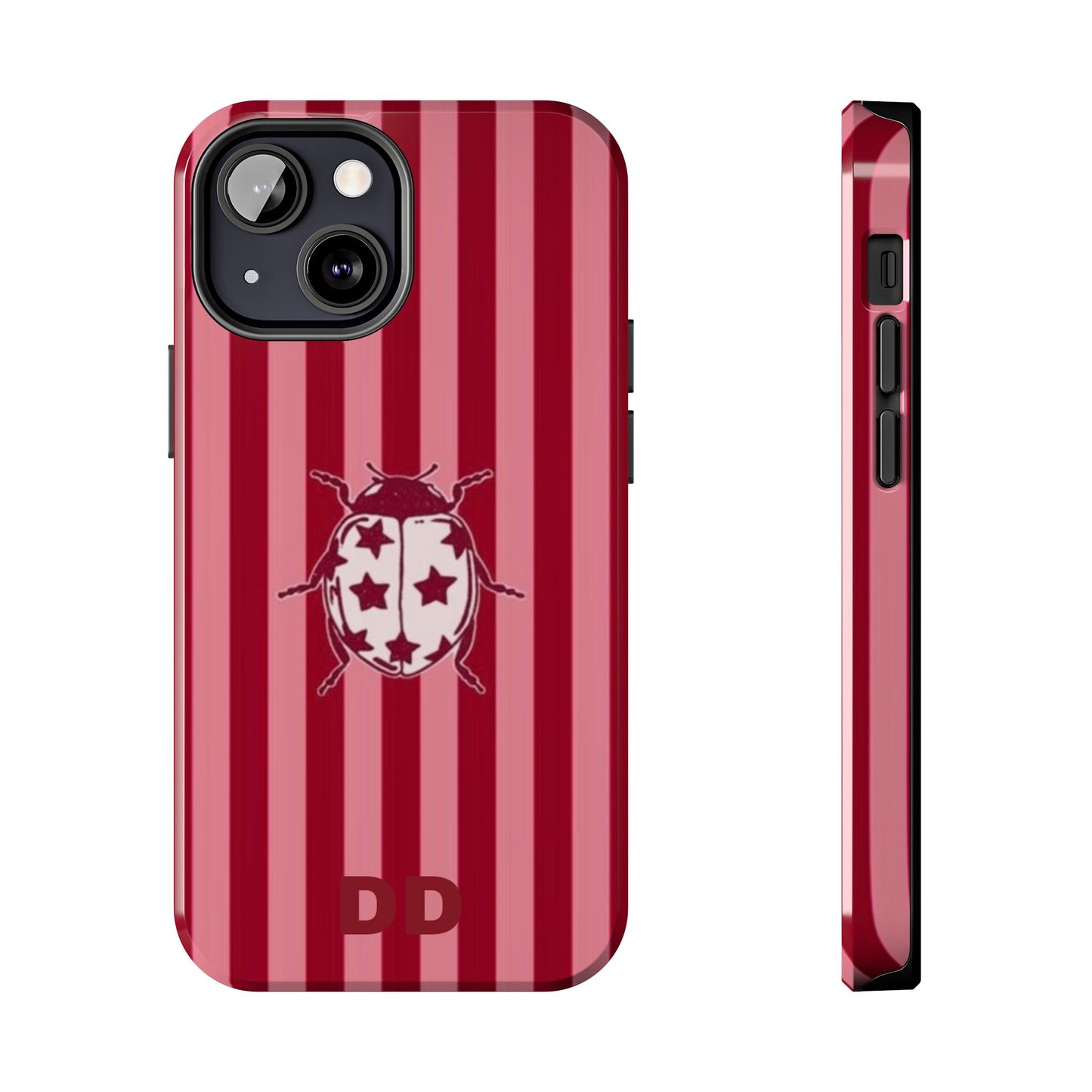 Ladybug Phone Case in Red & Pink Stripe
