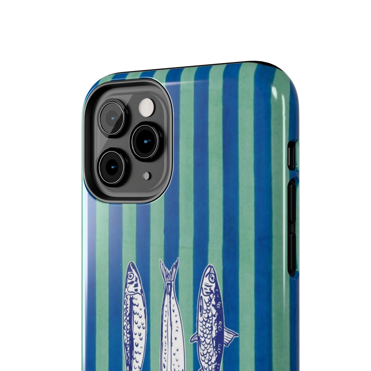 Sardine Phone Case in Turquoise & Blue Stripe