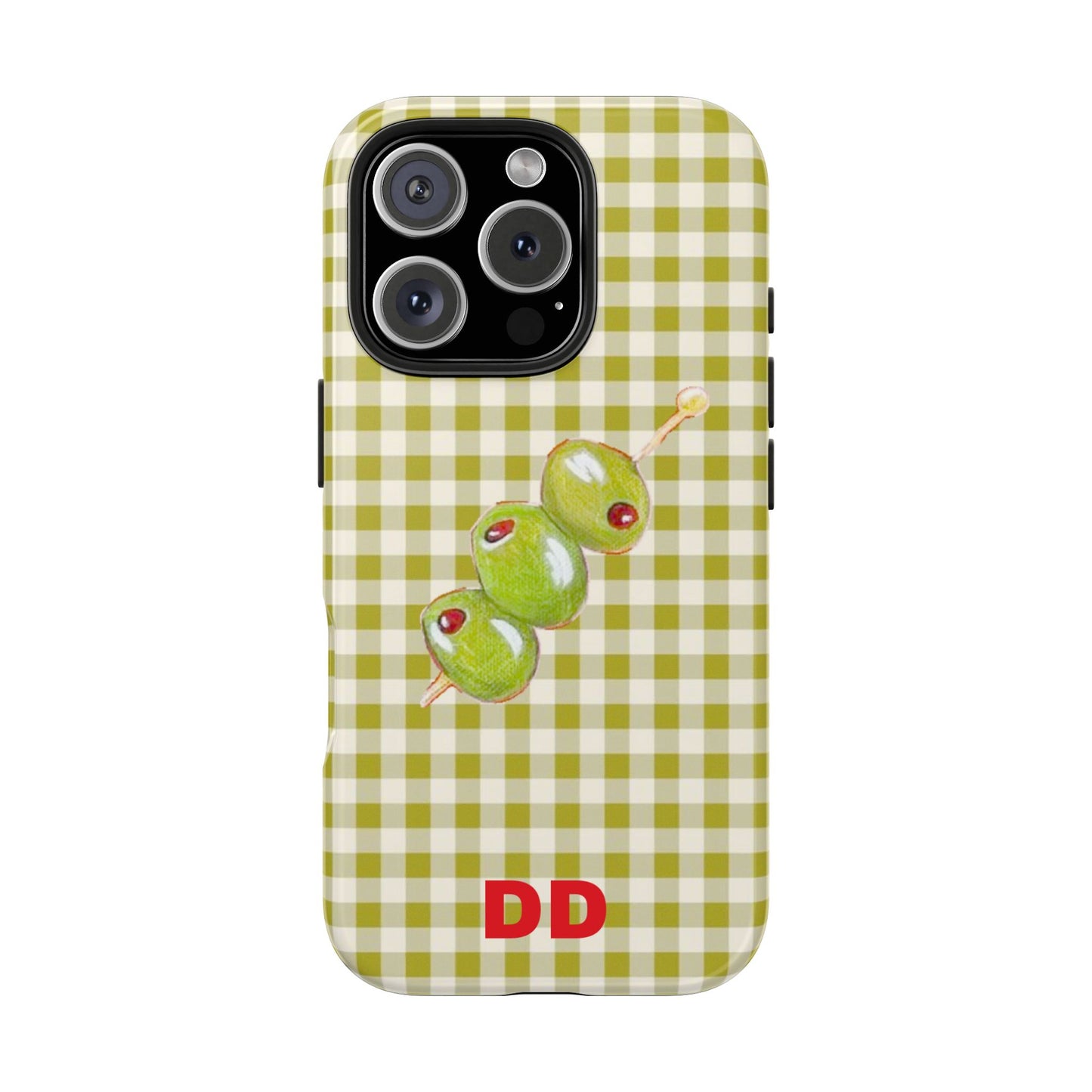 Olive Phone Case in Pear Green Checker