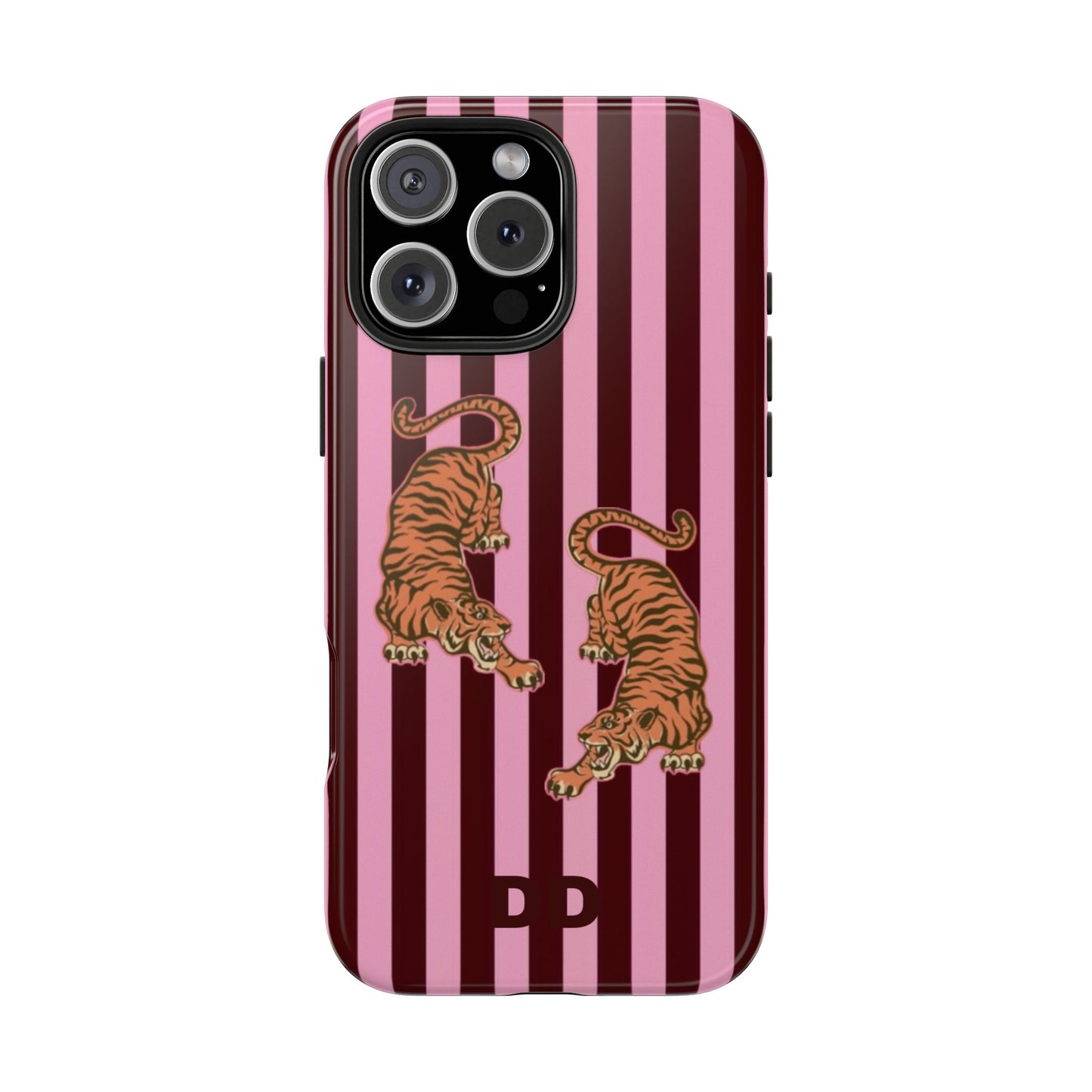Tigress Phone Case in Burgundy & Pink