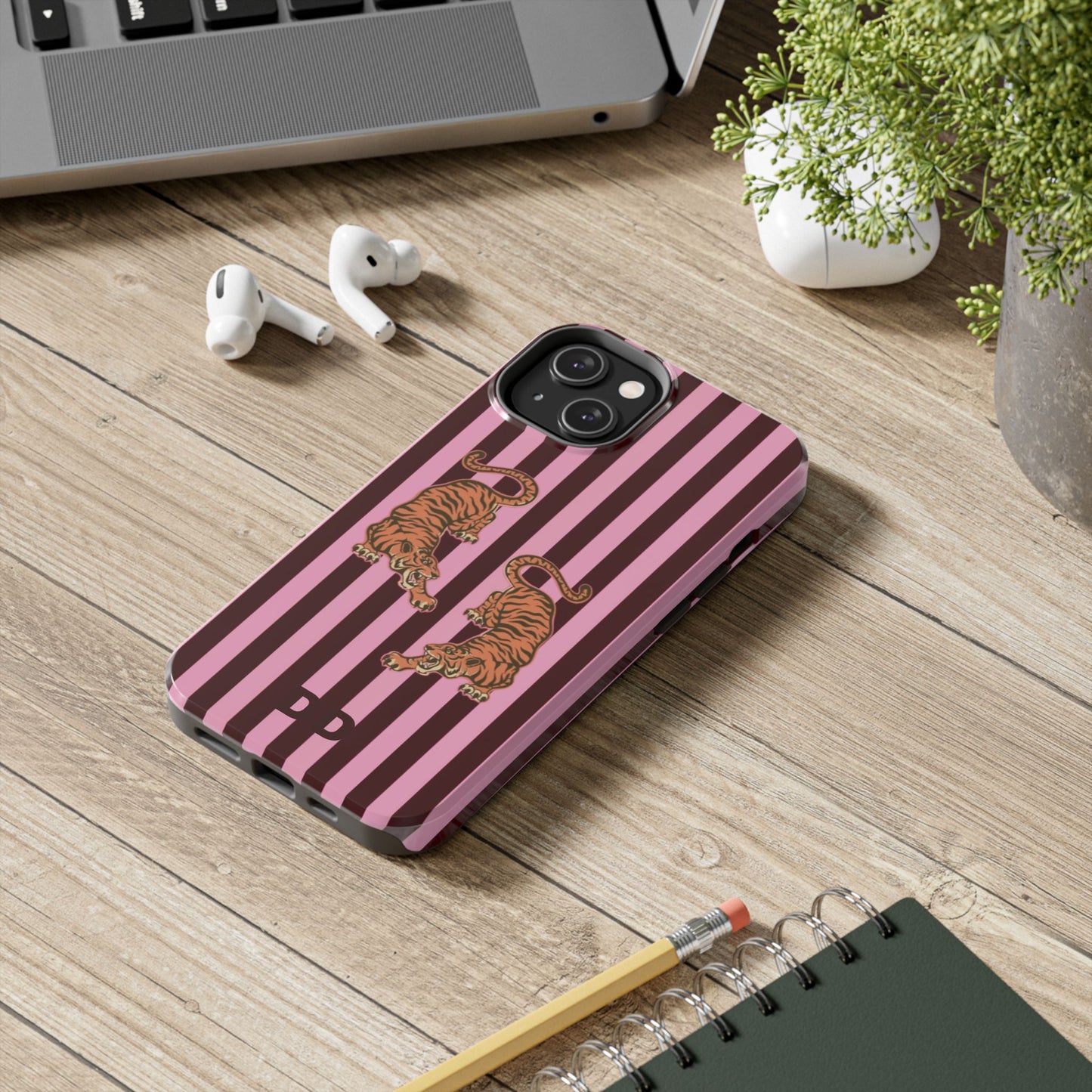 Tigress Phone Case in Burgundy & Pink