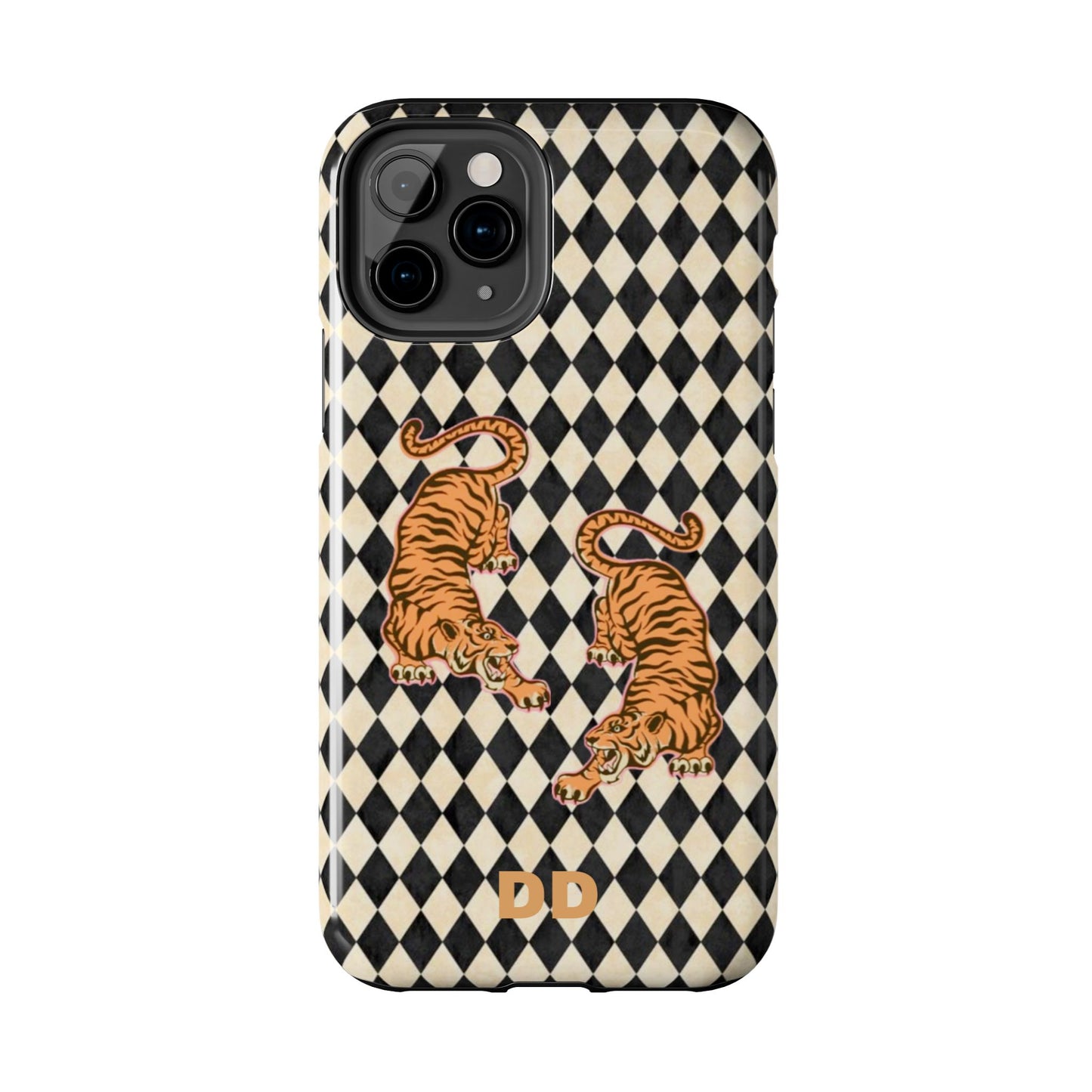 Tigress Phone Case in Black & White Diamonds