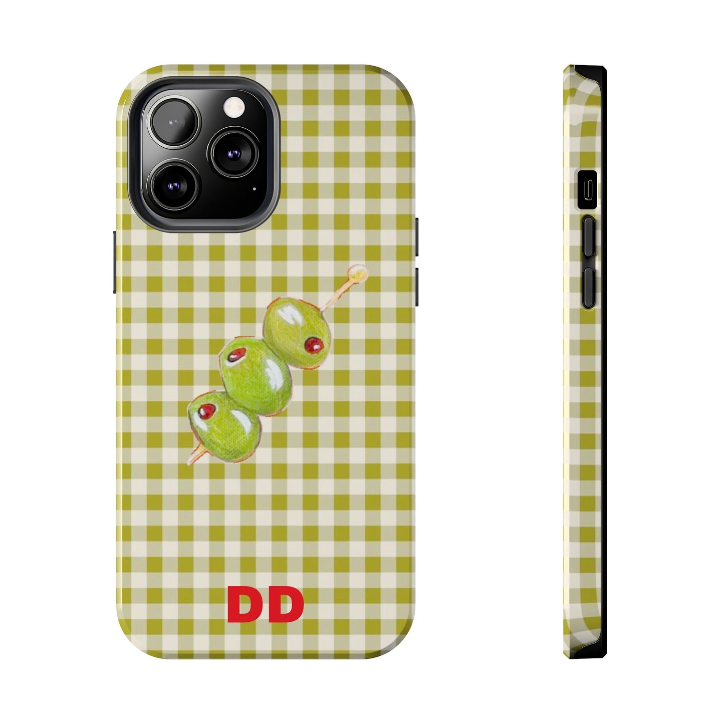 Olive Phone Case in Pear Green Checker