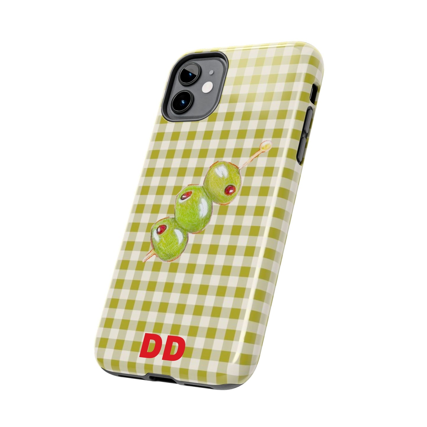 Olive Phone Case in Pear Green Checker