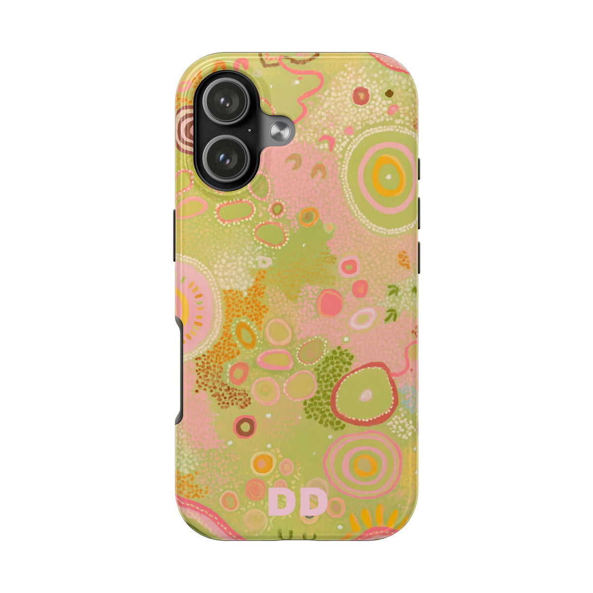 Lillie Green Phone Case — Pink Green Pastel Pressed Floral Botanical Design, view 1 — MagSafe Compatible | Digital Divas