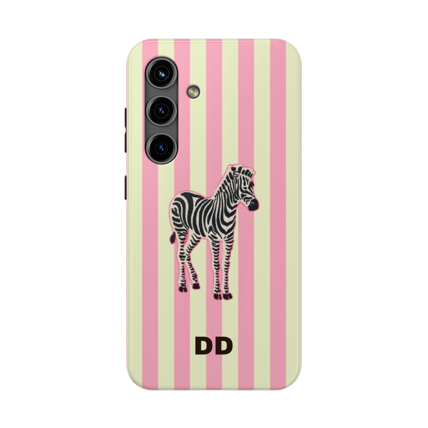 Zebra Phone Case in Pink & Crème Stripe
