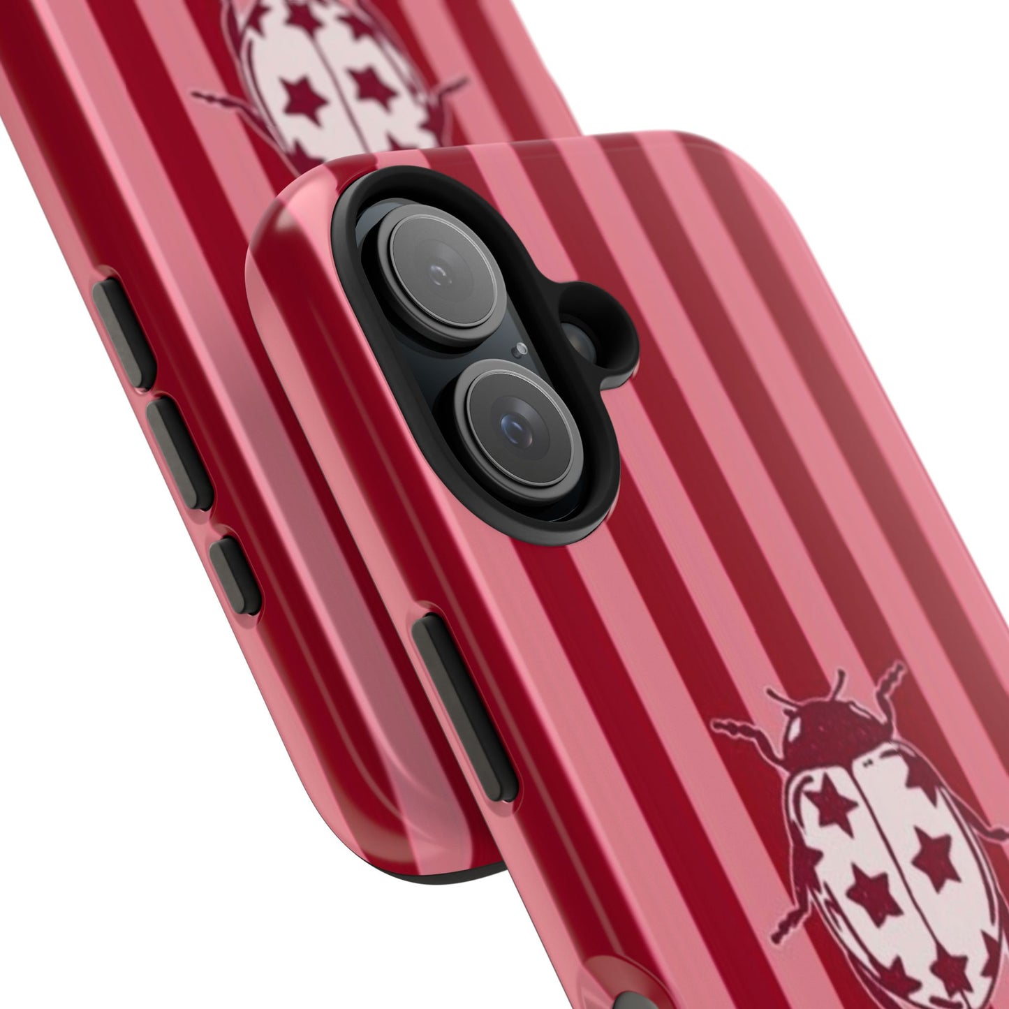 Ladybug Phone Case in Red & Pink Stripe