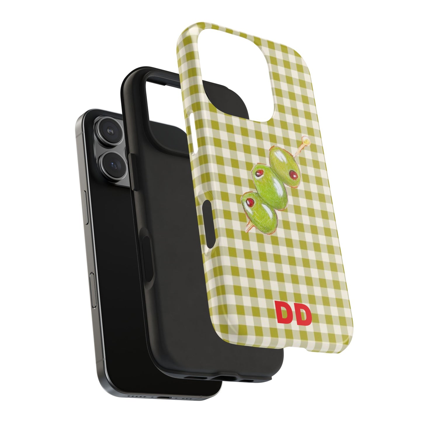 Olive Phone Case in Pear Green Checker