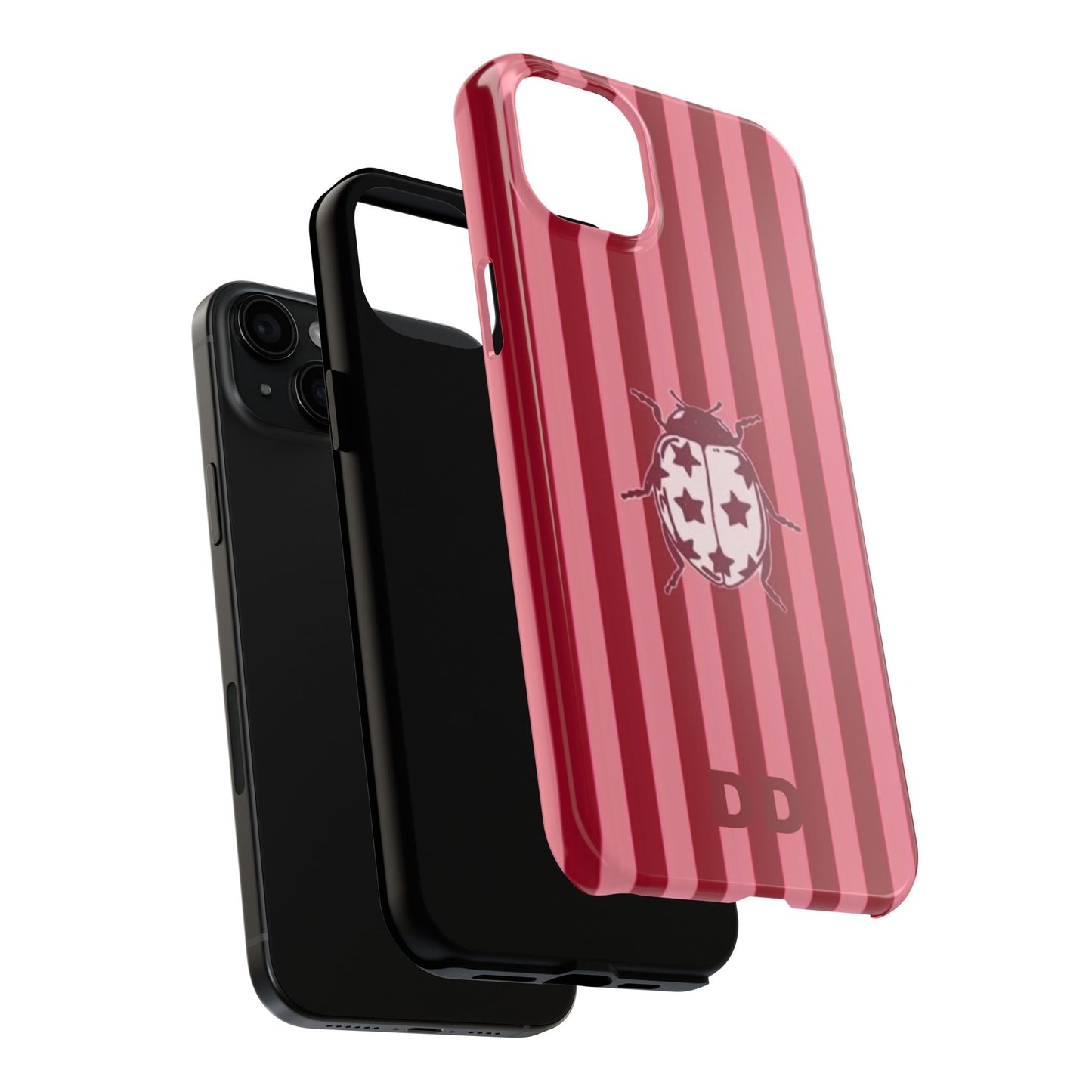 Ladybug Phone Case in Red & Pink Stripe