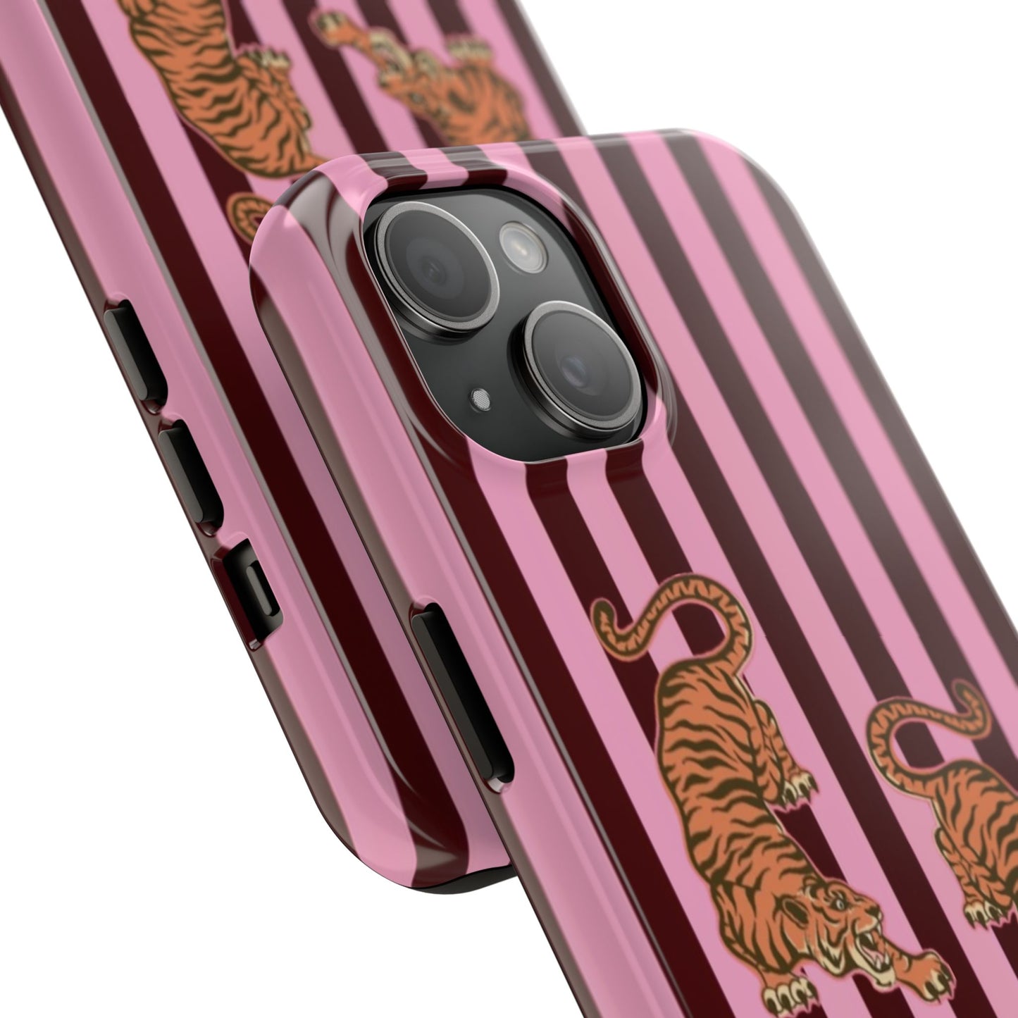Tigress Phone Case in Burgundy & Pink